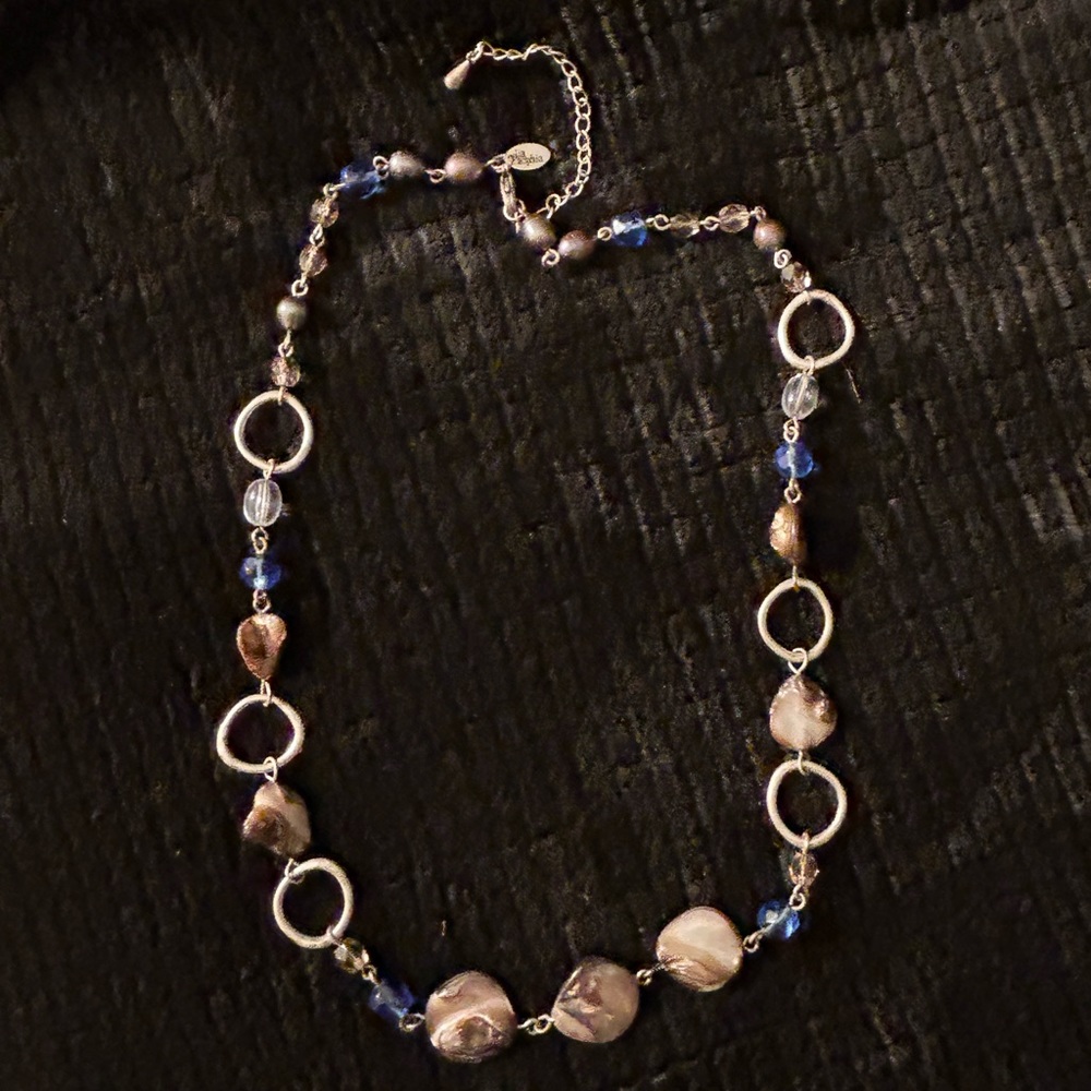 Lia Sophia necklace polished stones and silver circle design